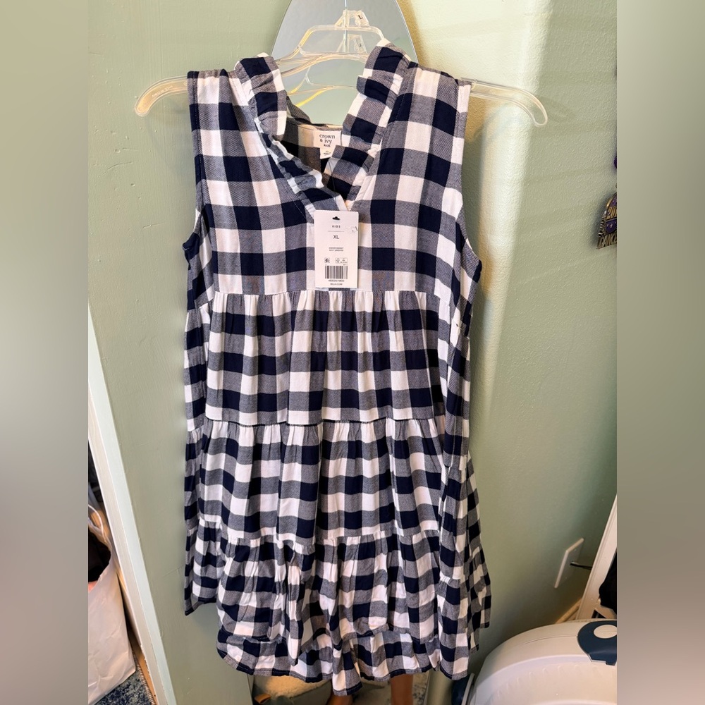 Crown & Ivy Black and White Checkered Kids Dress